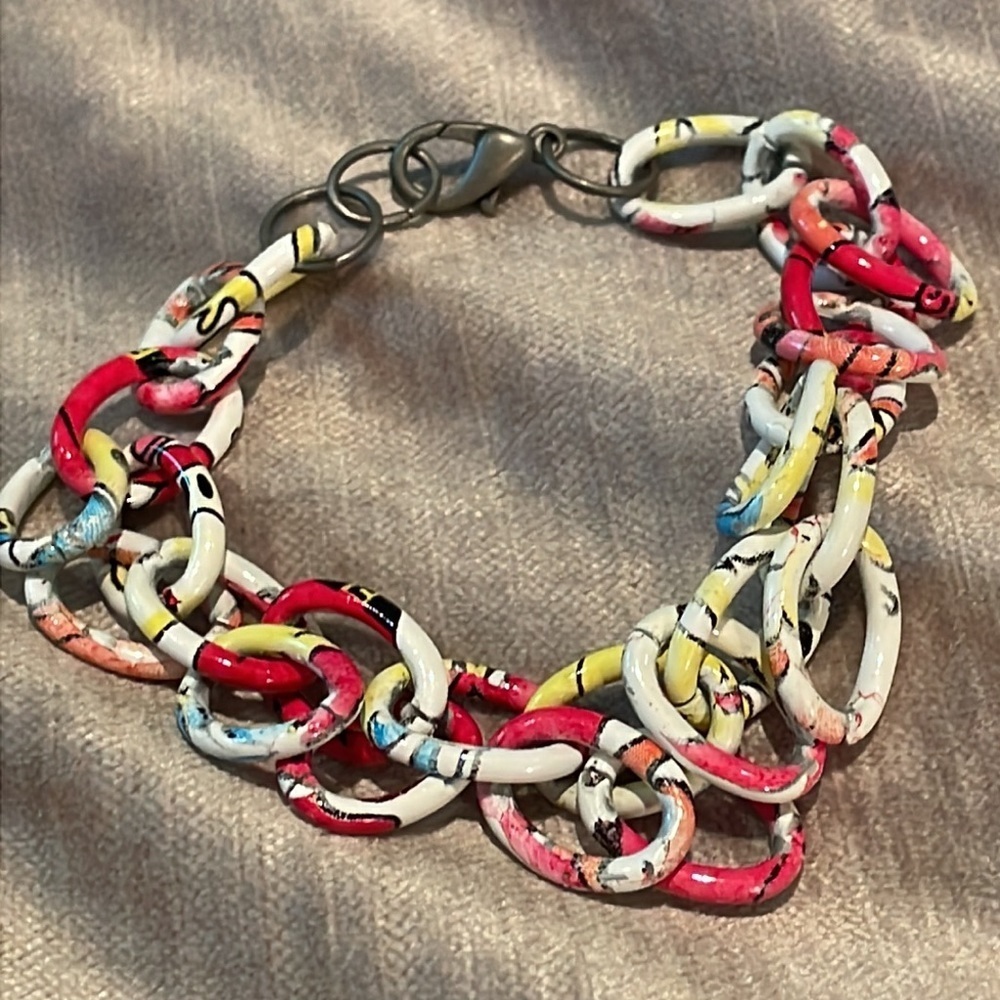 Vintage Comic Strip Book Style Chain Bracelet 7.25”